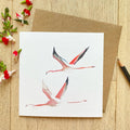Flamingoes 'Flying at Dusk' Greeting Card | Sarah Epsom