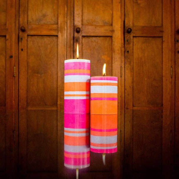 Orange Flame Pillar Candle | British Colour Standard