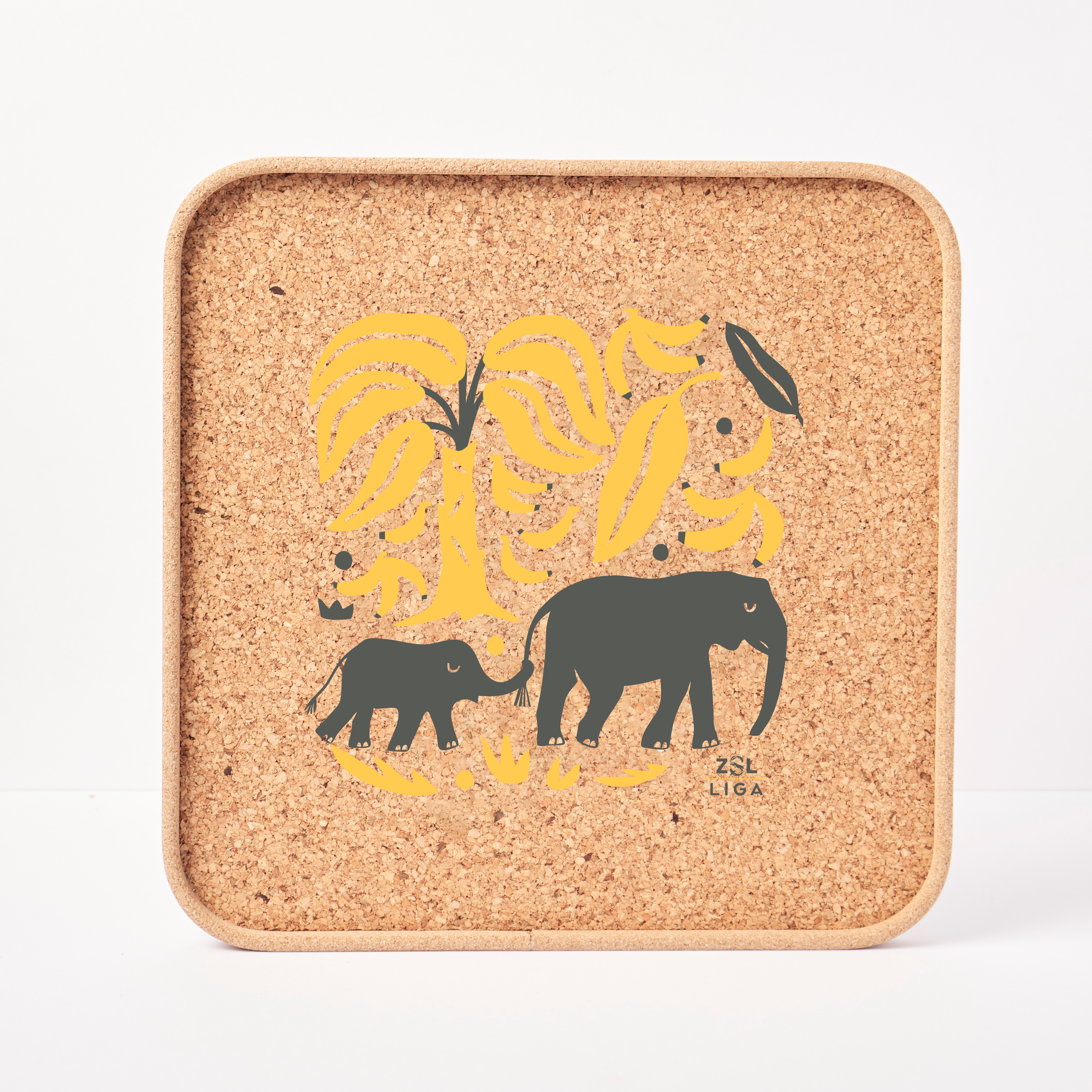 Cork Tray | Elephant & Bananas