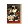 Books And Cats Greetings Card