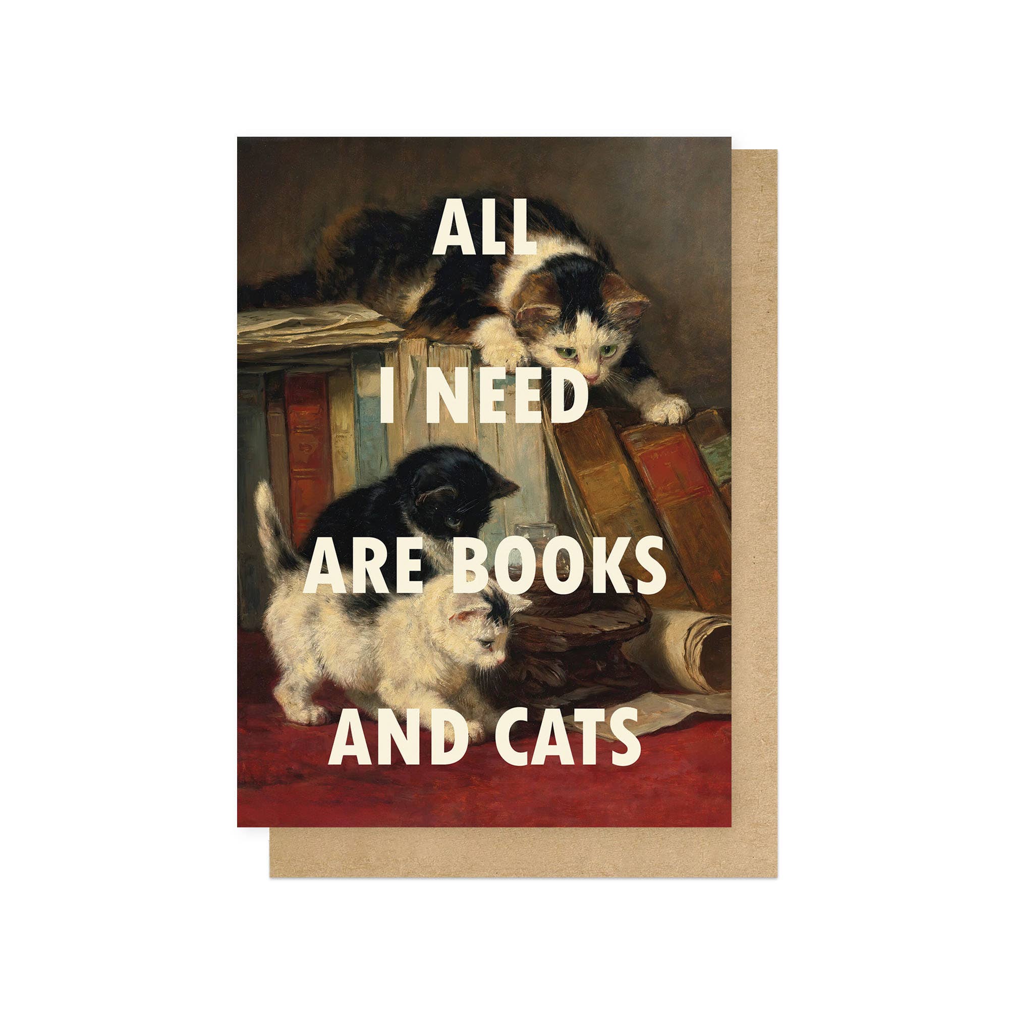 Books And Cats Greetings Card
