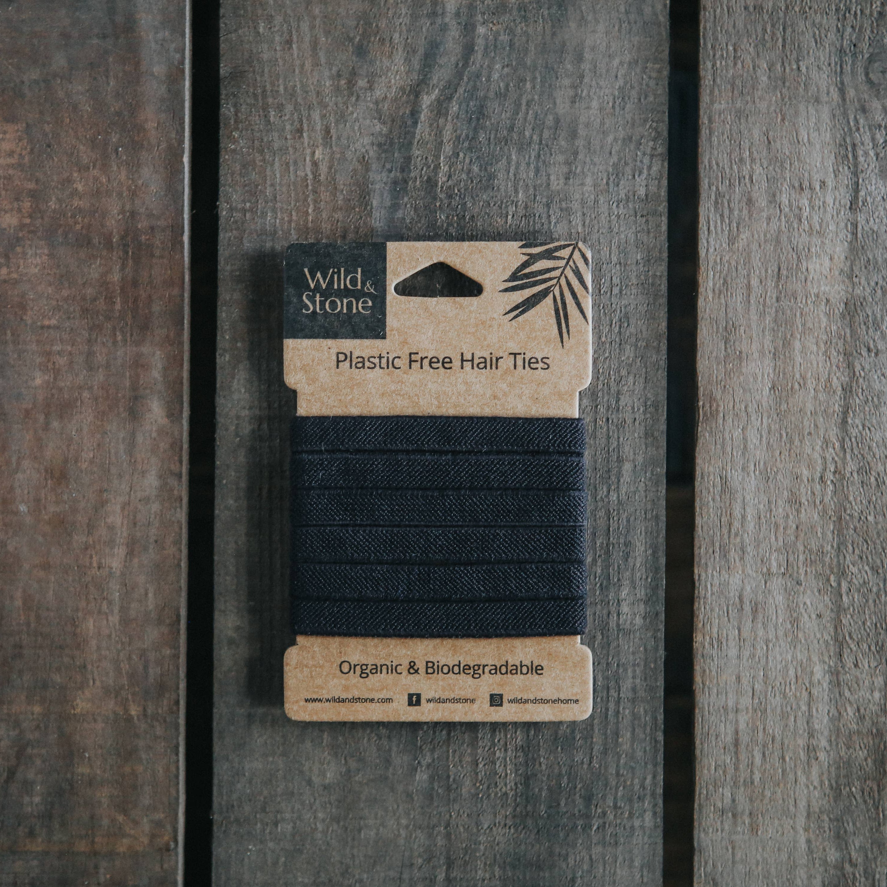 Plastic Free Hair Ties | 6 Pack | Black