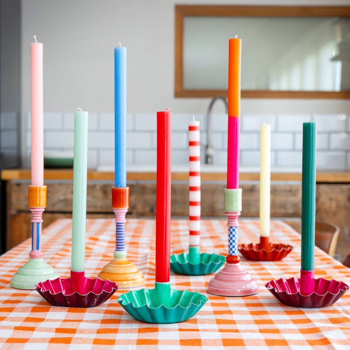 Orange & Pink Straight Dinner Candles
