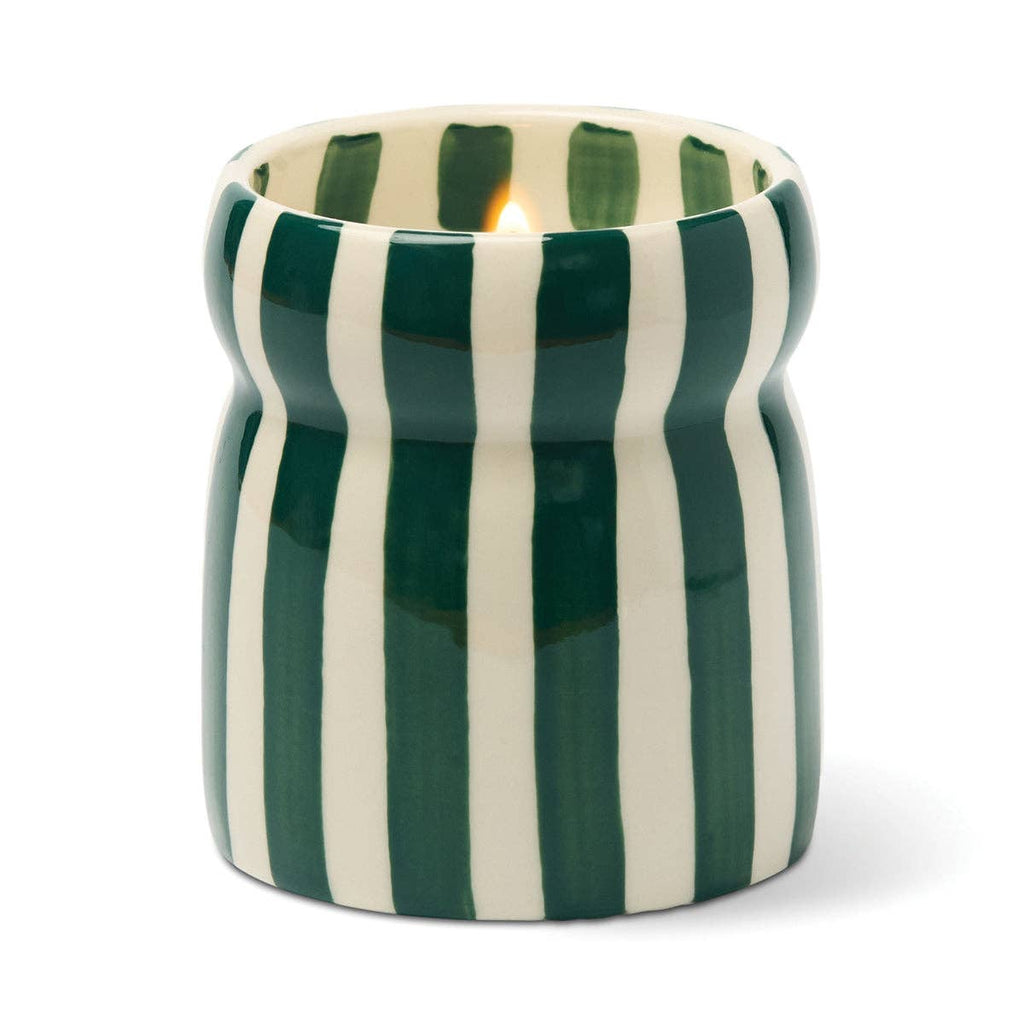 Cabana Teal Striped Ceramic Candle - Isla Fresa