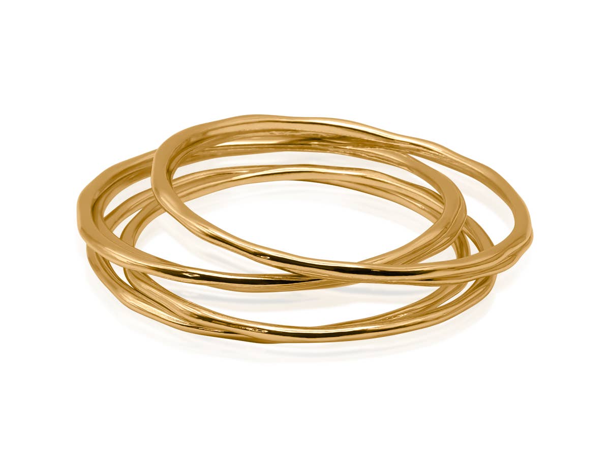 Bahia Textured Set of Bangle Bracelets | Gold