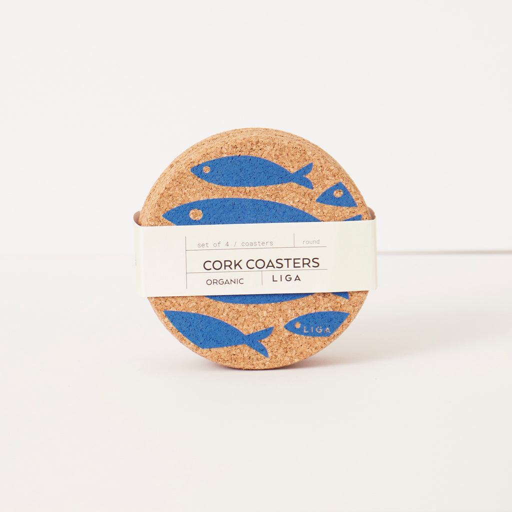 Cork Coaster Fish Blue