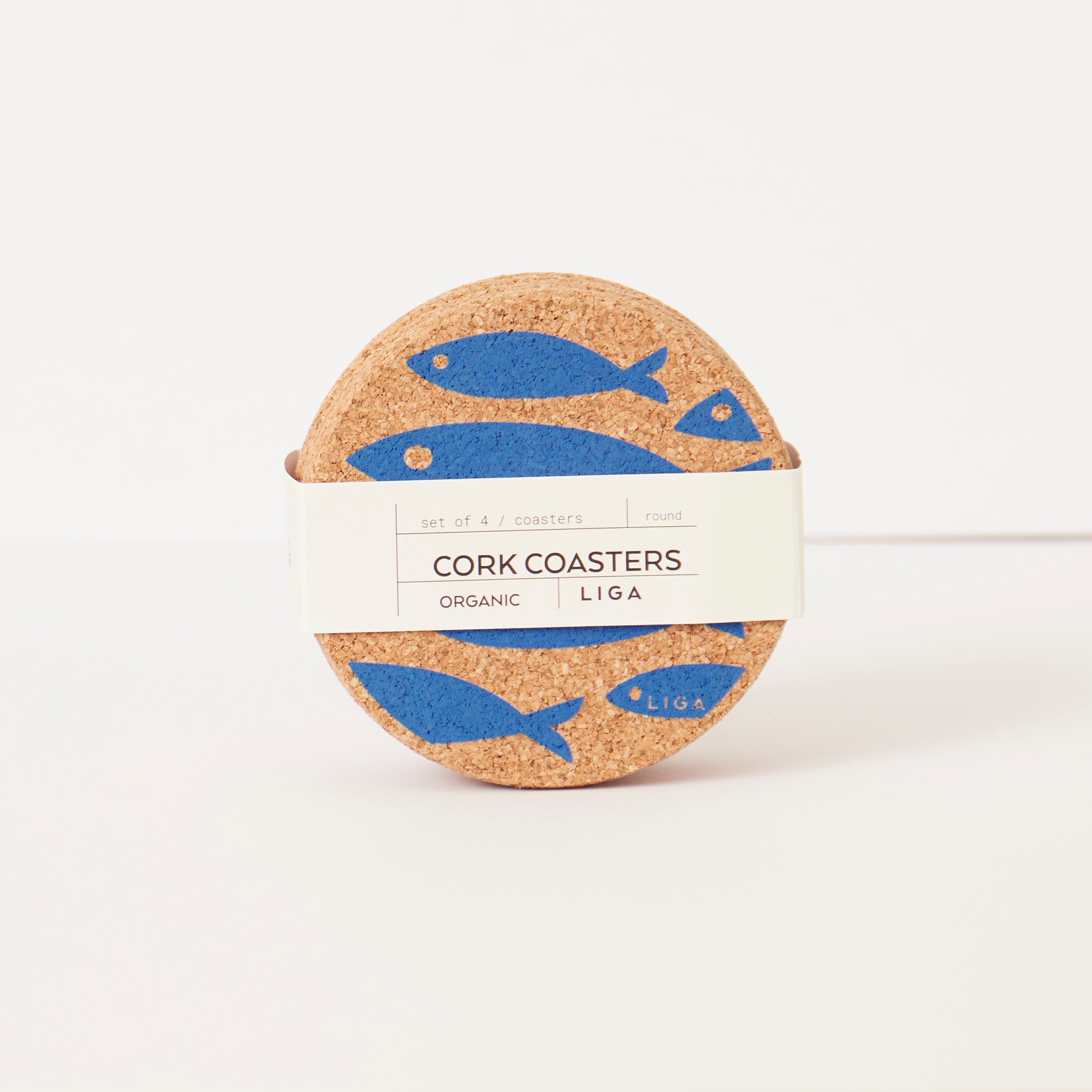 Cork Coaster Fish Blue