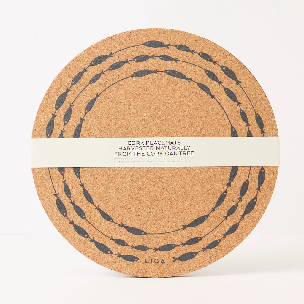 Cork Max Placemats | Fish On A Line | 3 Sets for 2