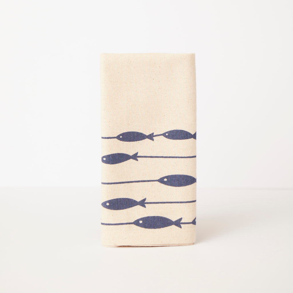 Organic Cotton Napkins | Fish on a Line Navy S/2