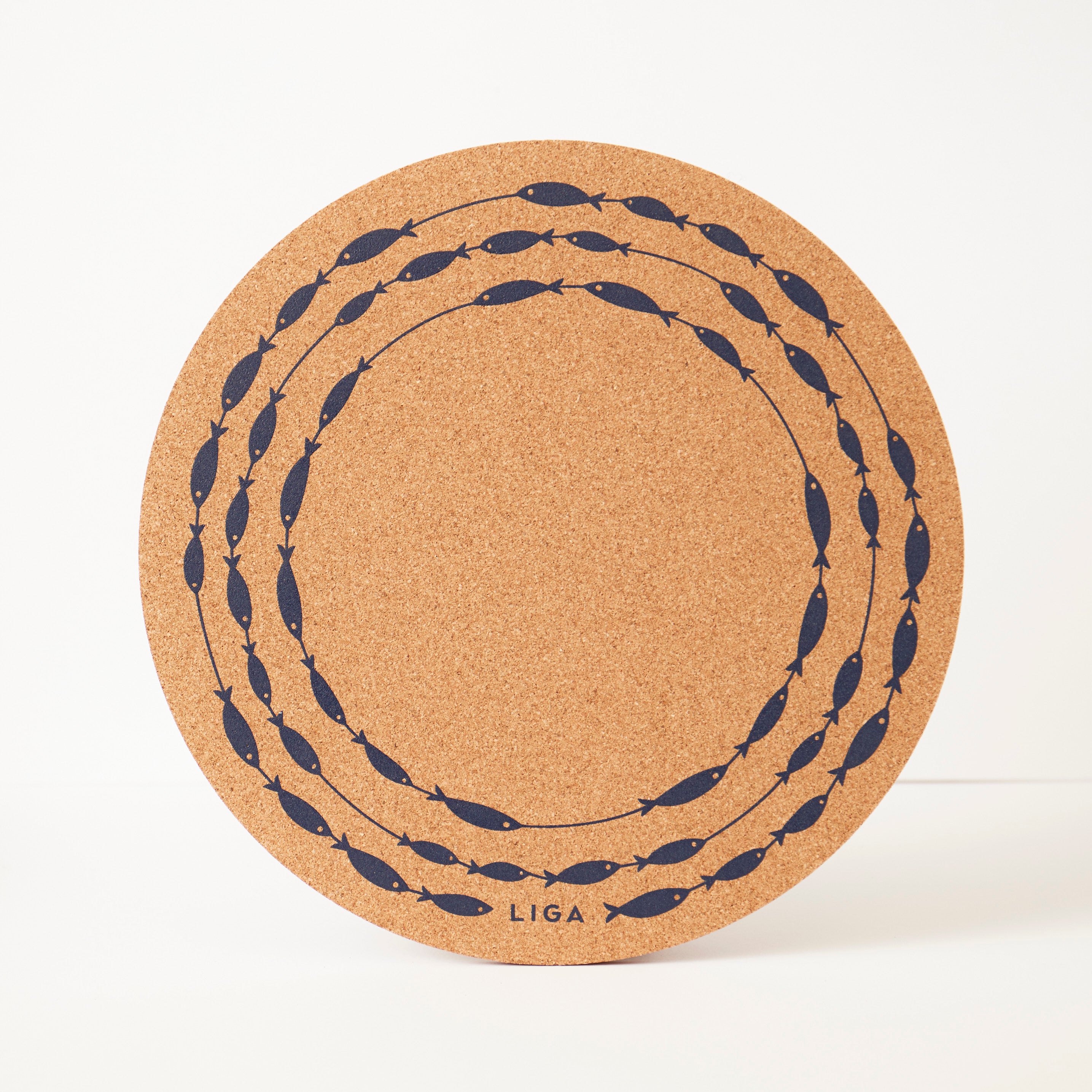 Cork Placemat - Fish on a Line Navy