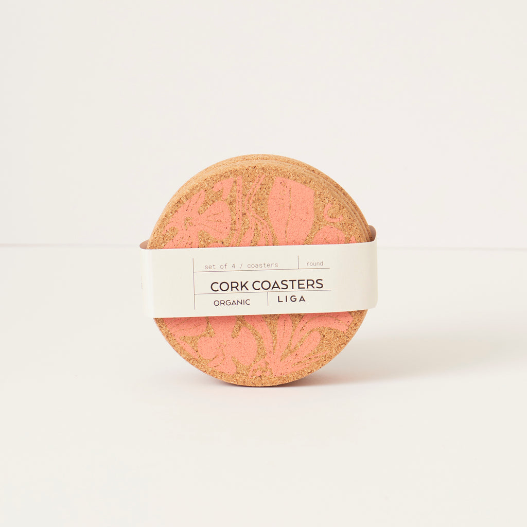 Cork Coaster Flora Pink