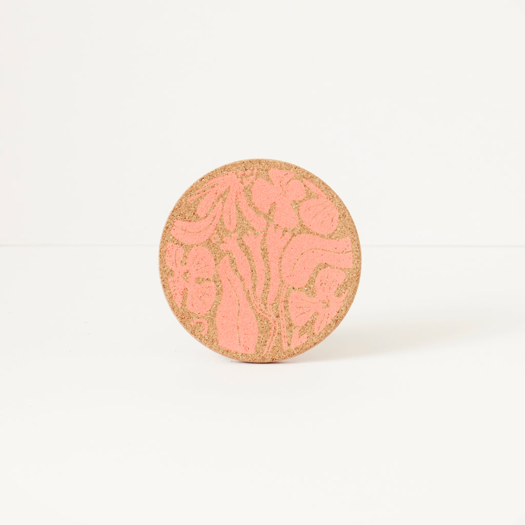 Cork Coaster Flora Pink