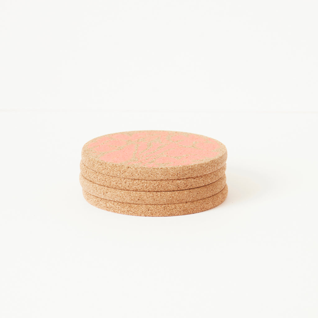 Cork Coaster Flora Pink