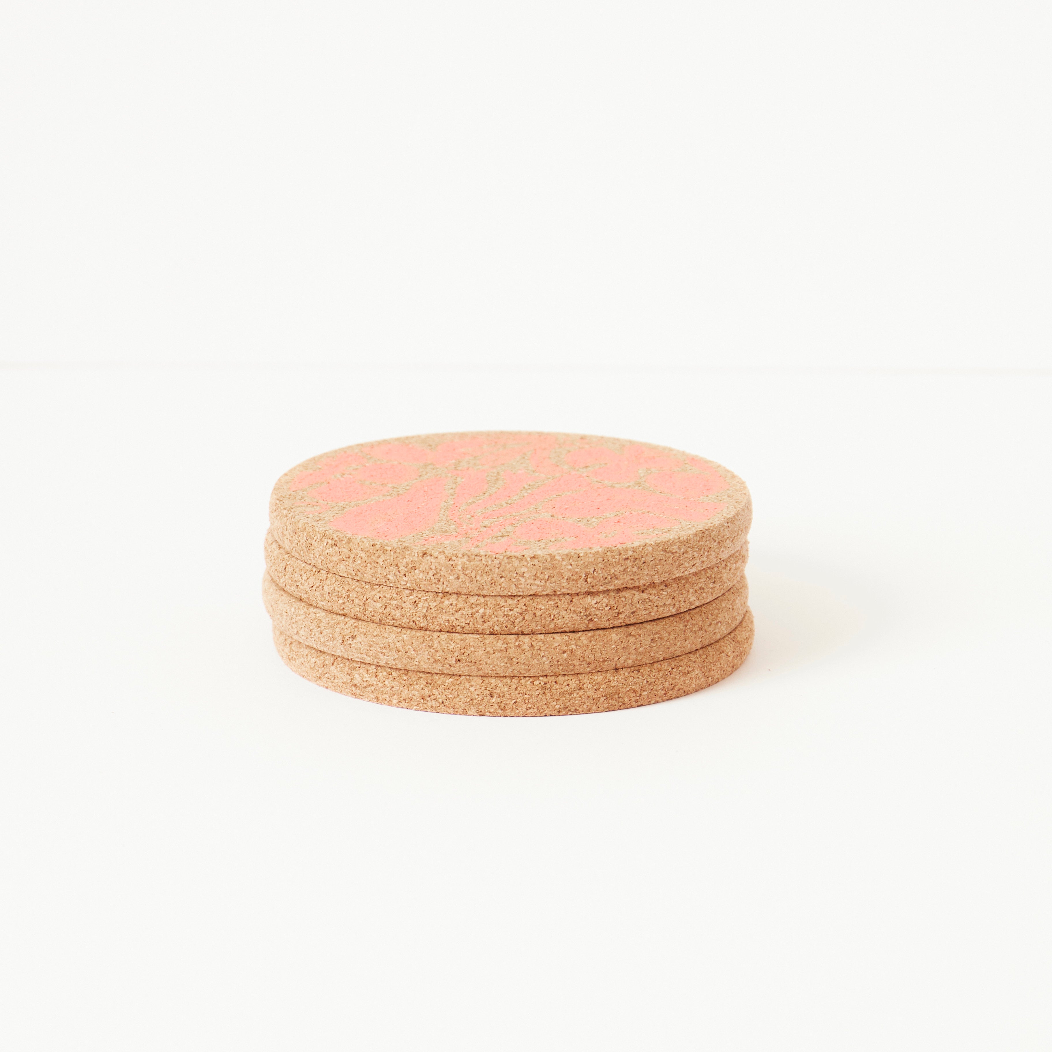 Cork Coaster Flora Pink