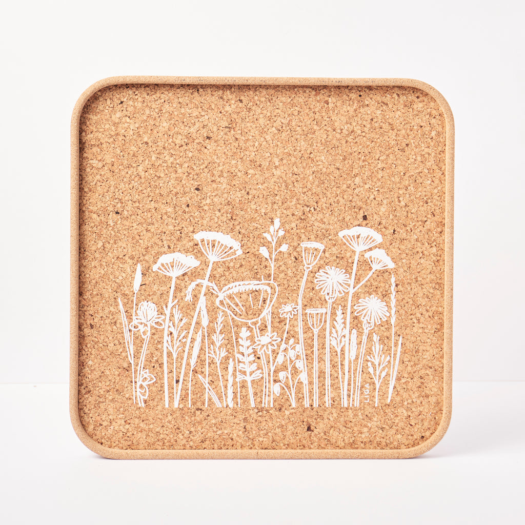 Eco Cork Tray - Flowers