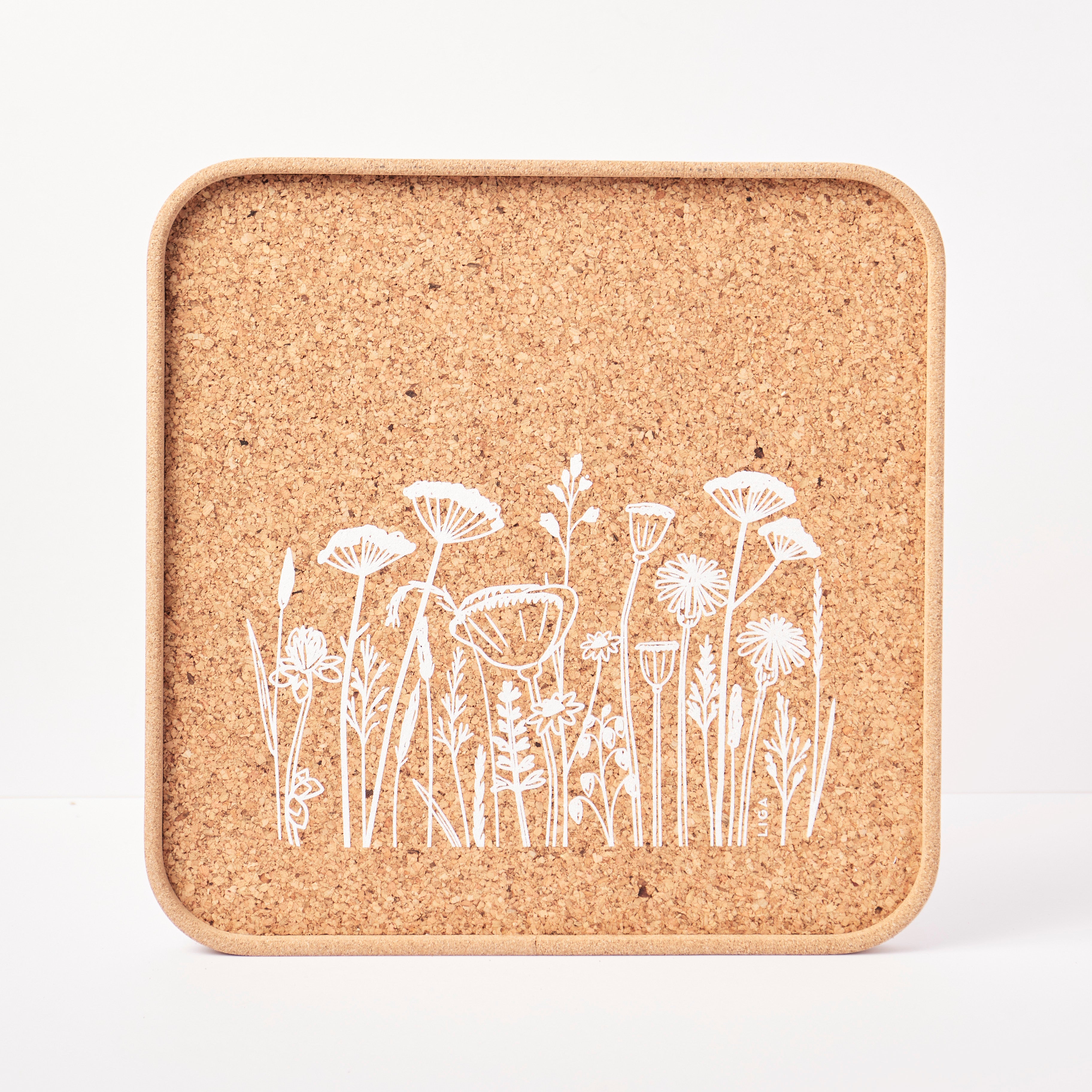 Eco Cork Tray - Flowers