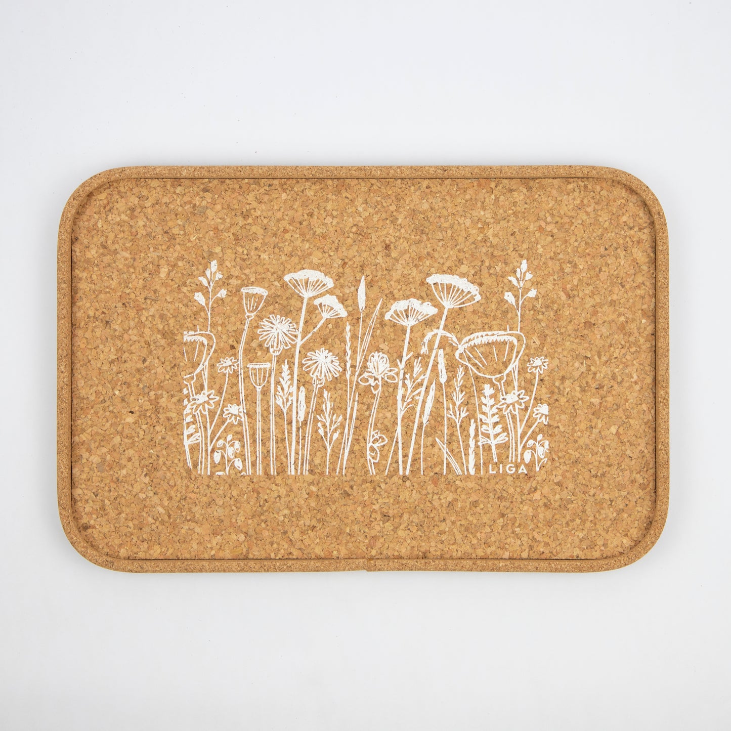 Cork Drinks Tray | Flowers