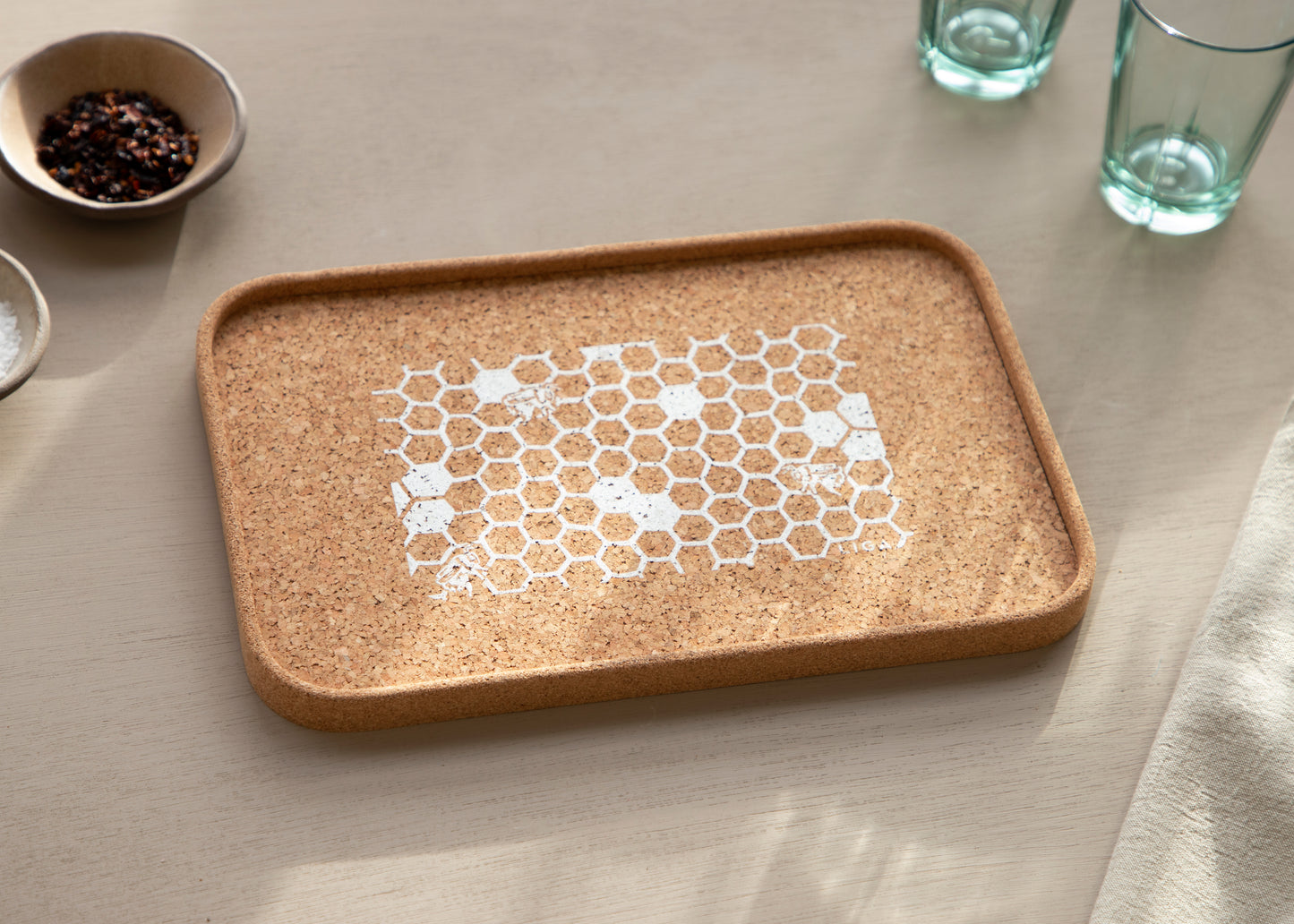 Cork Drinks Tray | Honeycomb