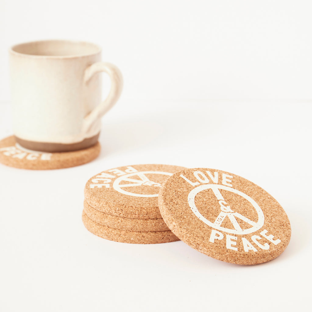 Cork Coaster Love & Peace