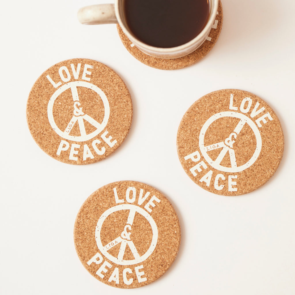 Cork Coaster Love & Peace