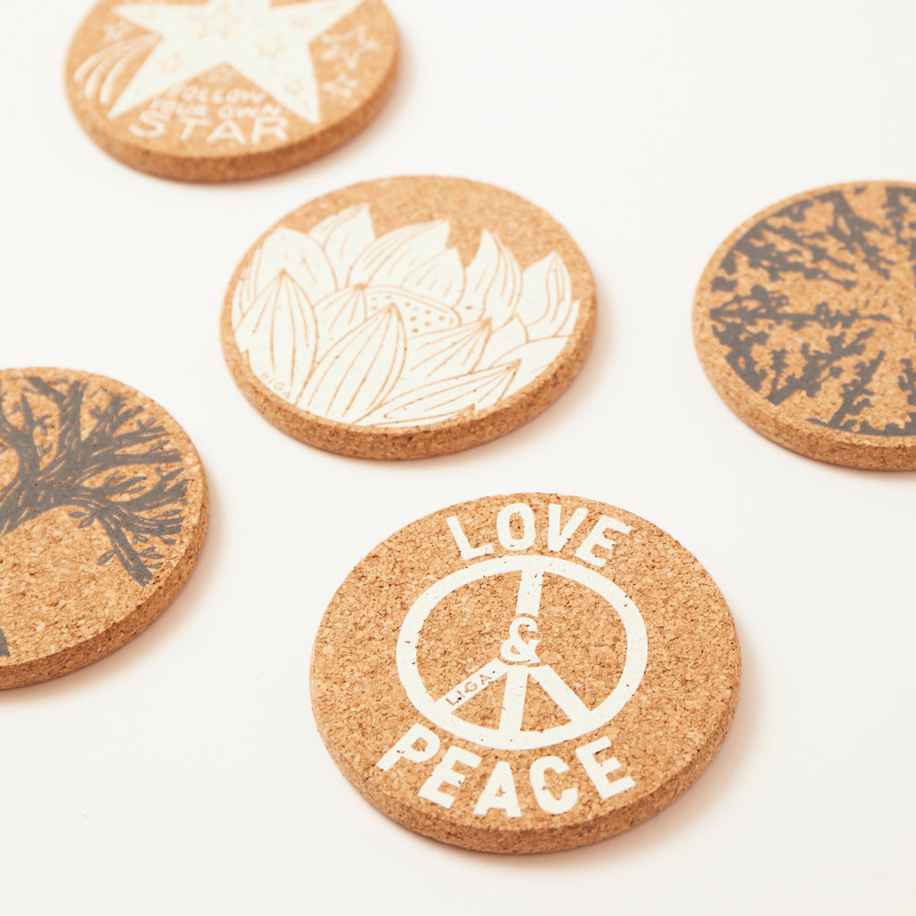 Cork Coaster Love & Peace