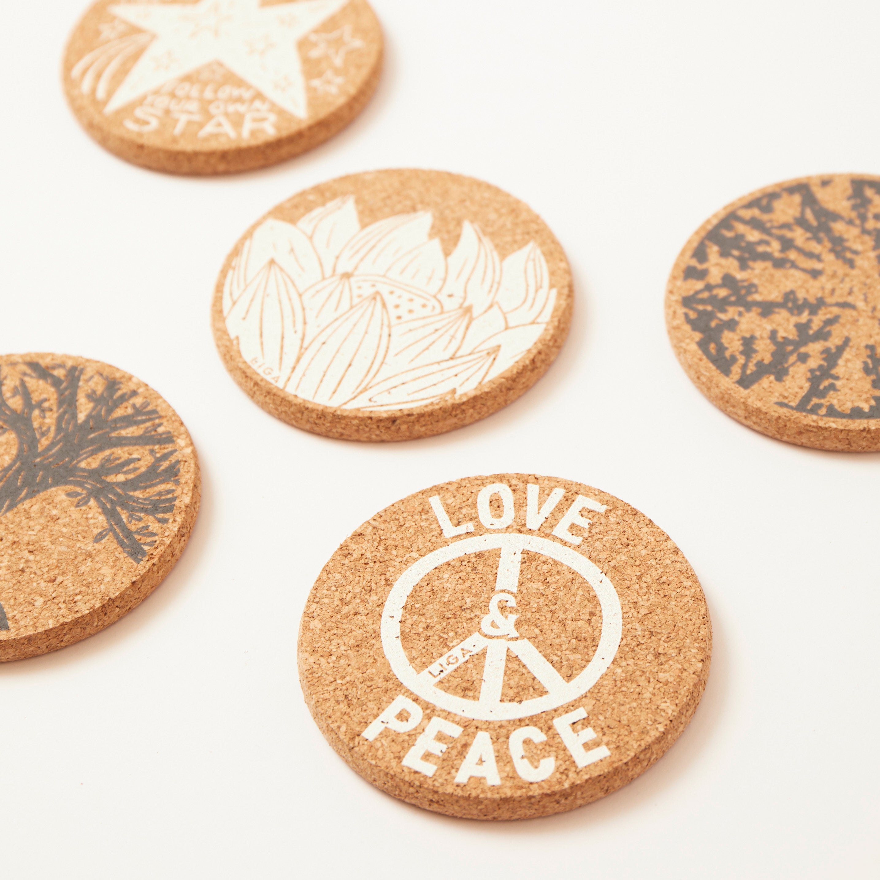 Cork Coaster Love & Peace