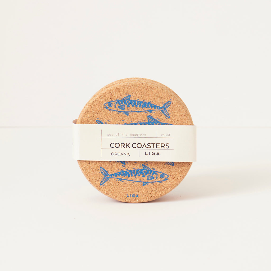Cork Coaster Mackerel Blue