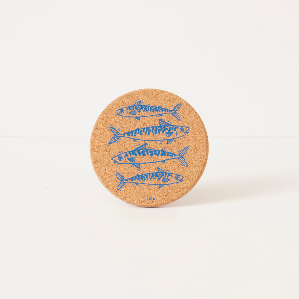 Cork Coaster Mackerel Blue