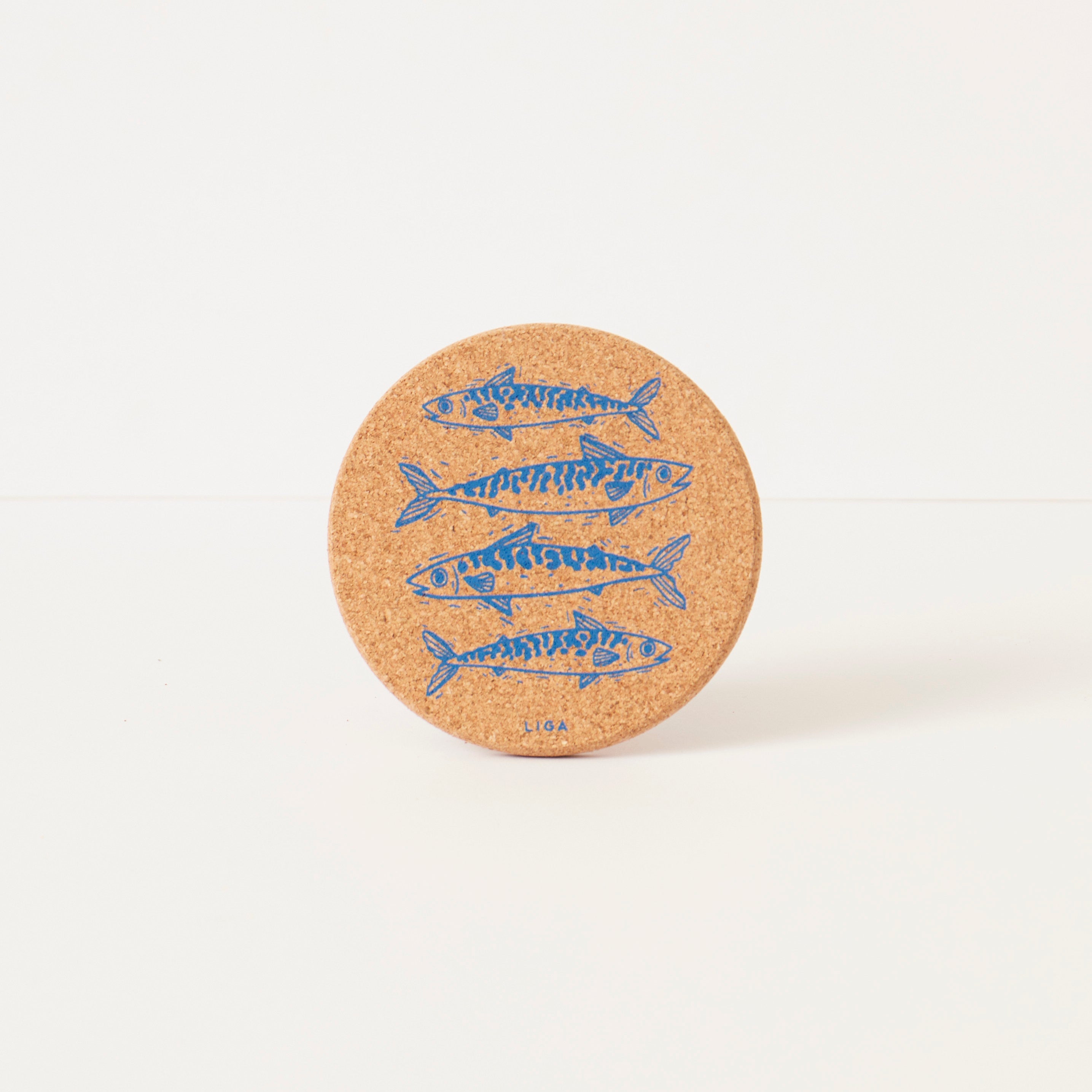 Cork Coaster Mackerel Blue