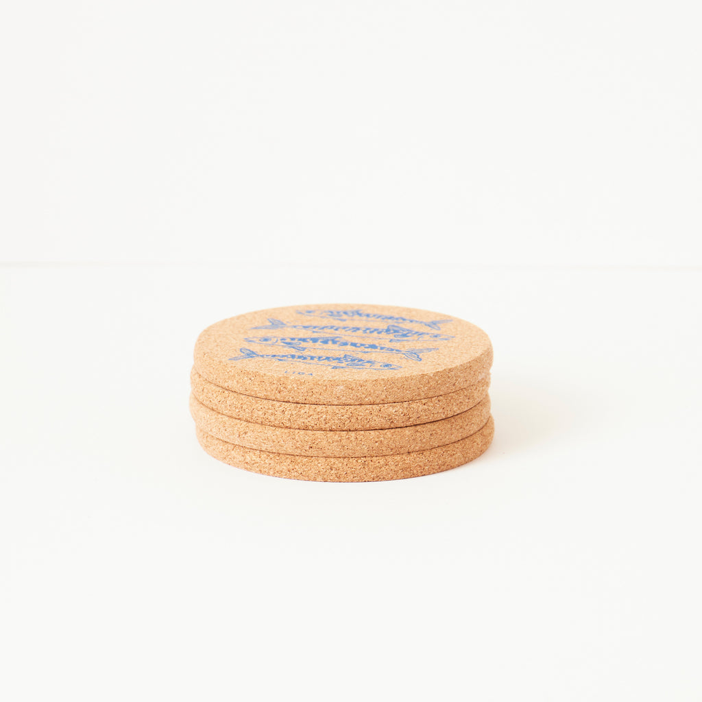 Cork Coaster Mackerel Blue