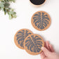 Cork Coaster Monstera Grey