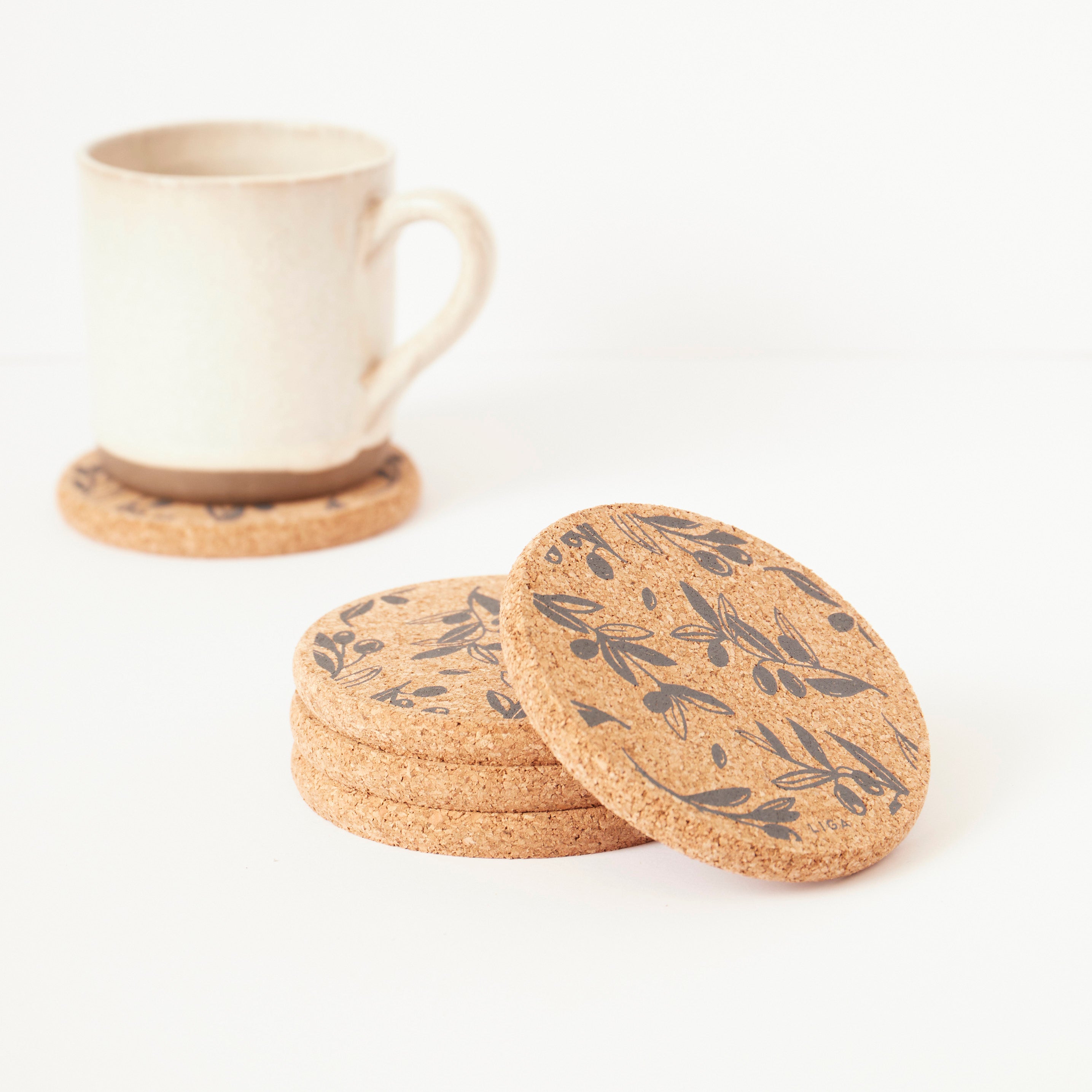Cork Coaster Olive & Pip