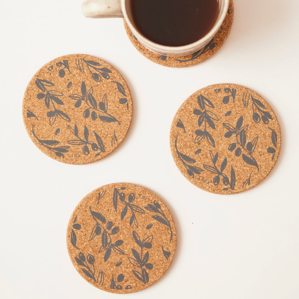 Cork Coaster Olive & Pip