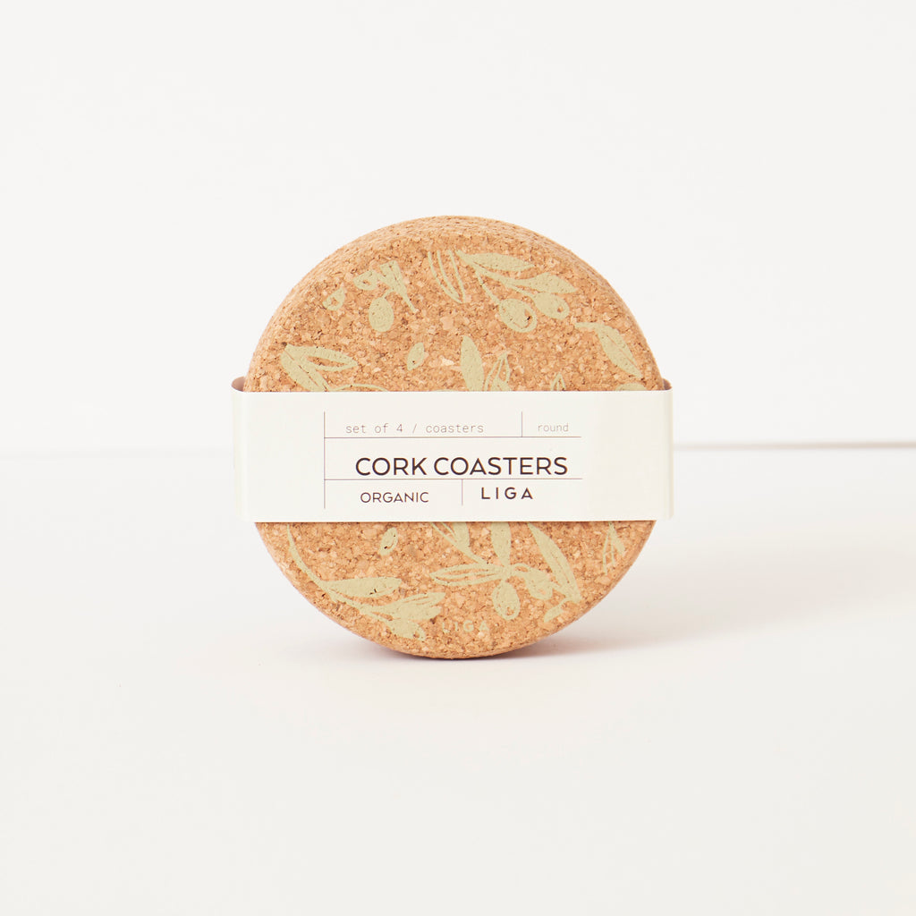 Cork Coaster Olive & Pip Green