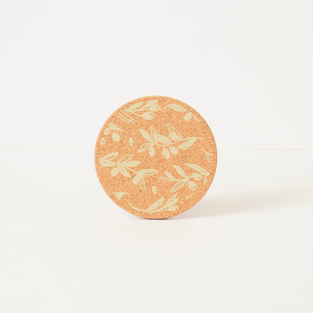 Cork Coaster Olive & Pip Green