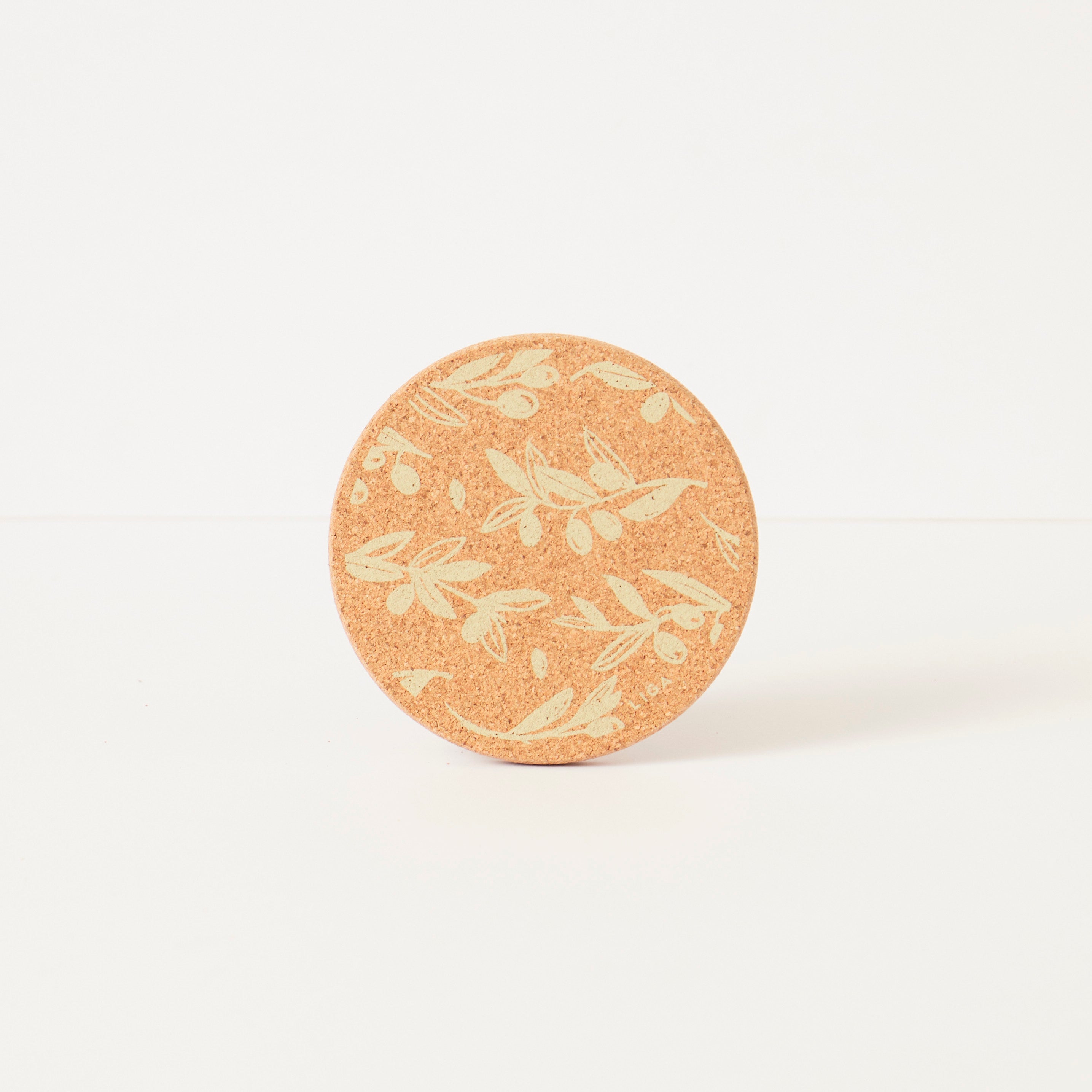 Cork Coaster Olive & Pip Green