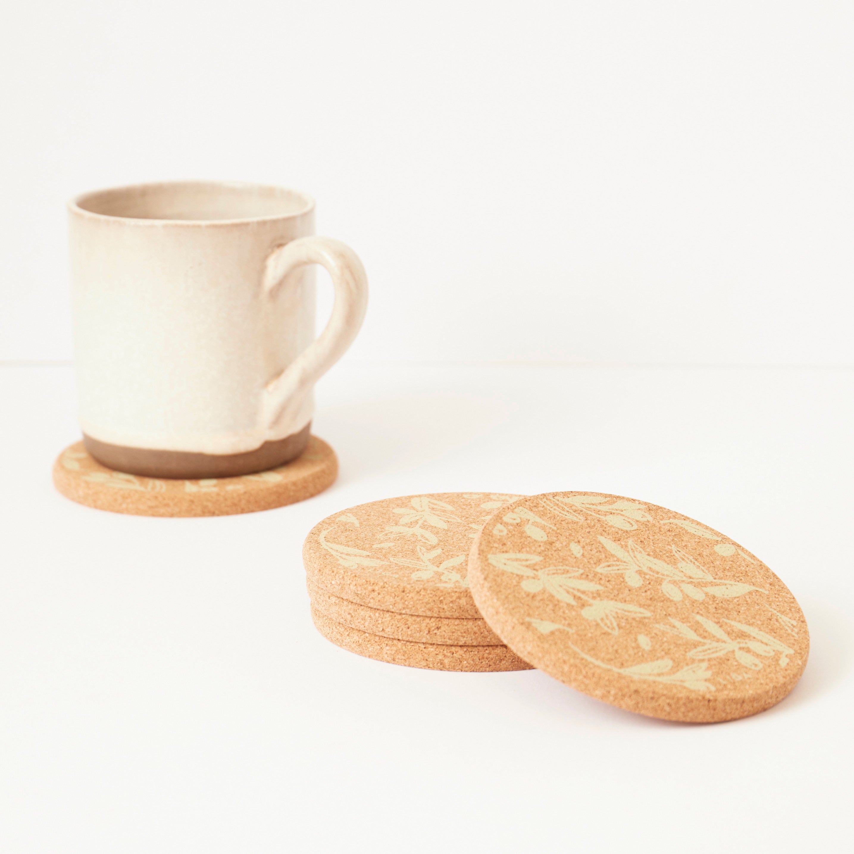 Cork Coaster Olive & Pip Green