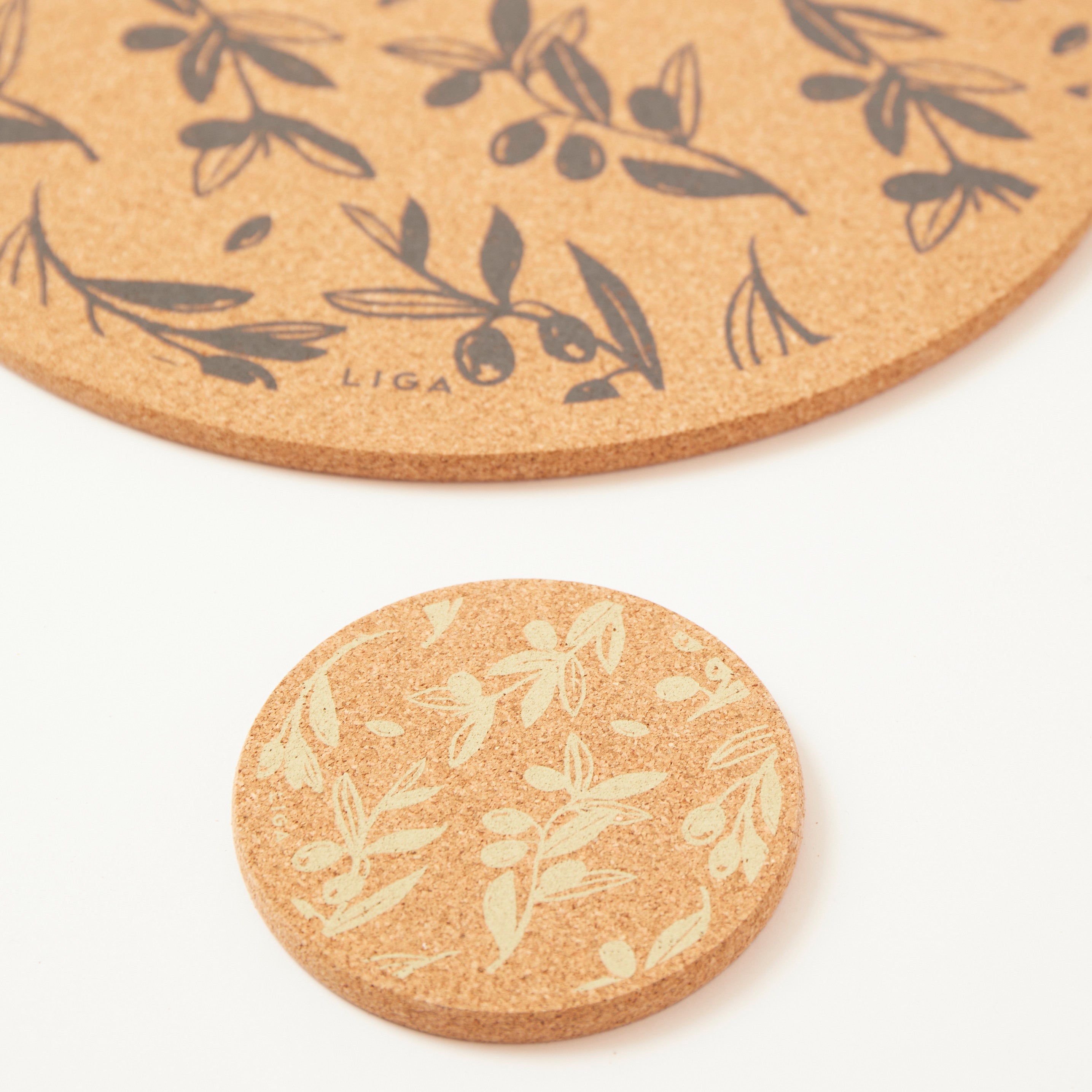 Cork Coaster Olive & Pip Green