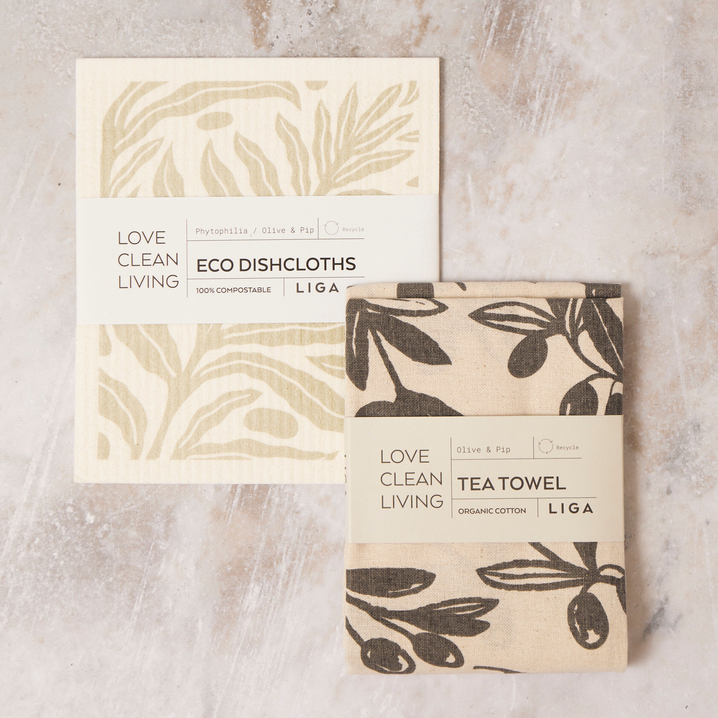 Olive & Pip | Cork and Tile Trivet, Tea Towel and Dishcloths