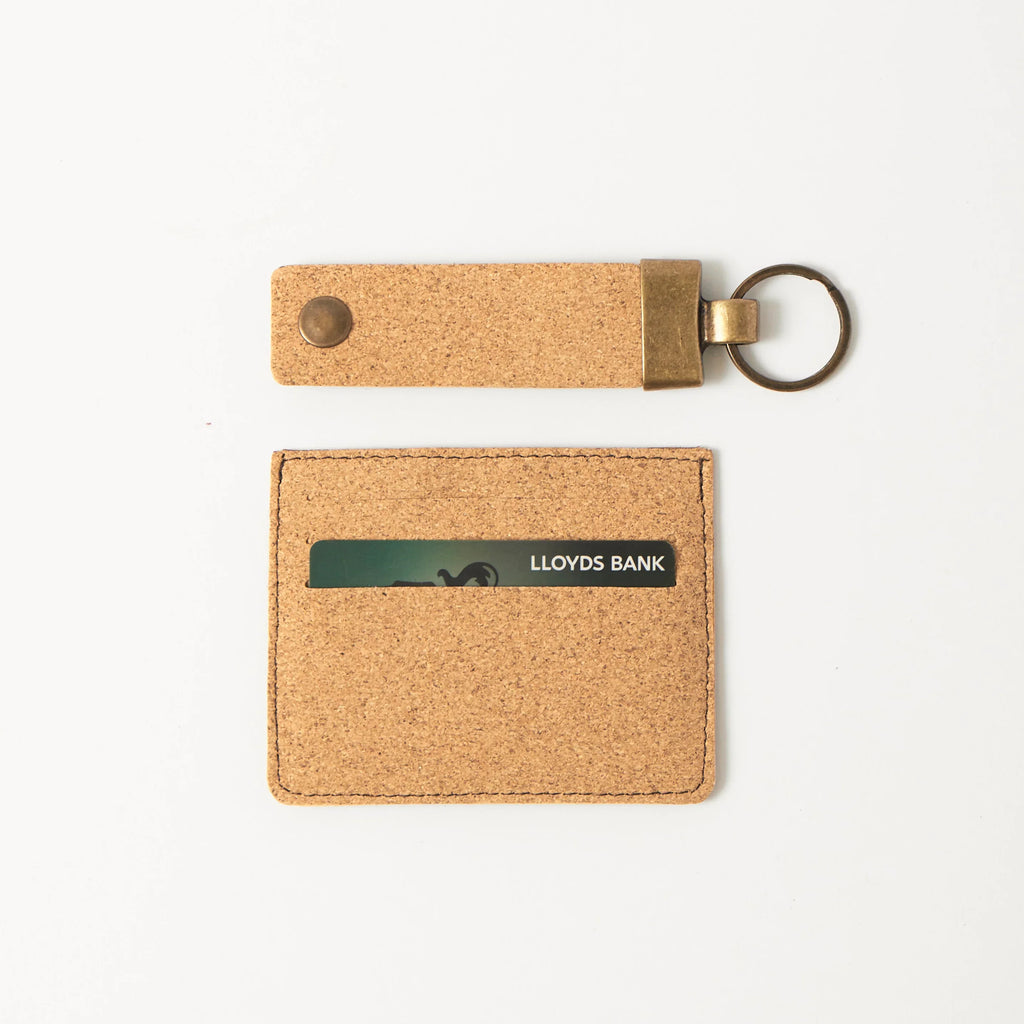 Card Holder wallet &  Key Fob - cork