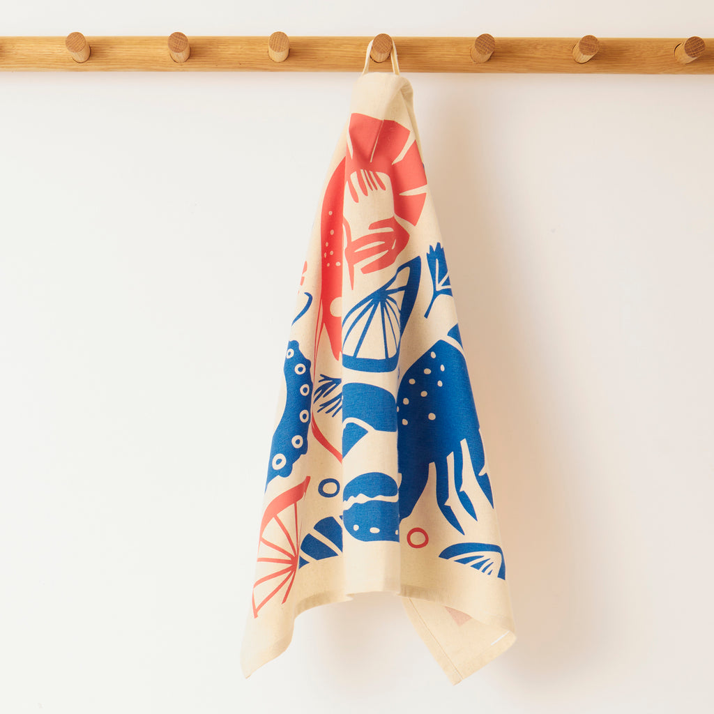 Seafood Platter | Cork and Tile Trivet, Tea Towel and Dishcloths