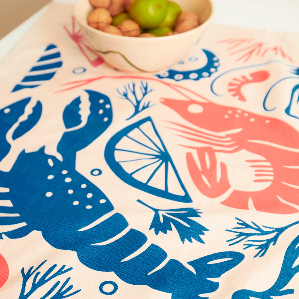 Seafood Platter | Cork and Tile Trivet, Tea Towel and Dishcloths