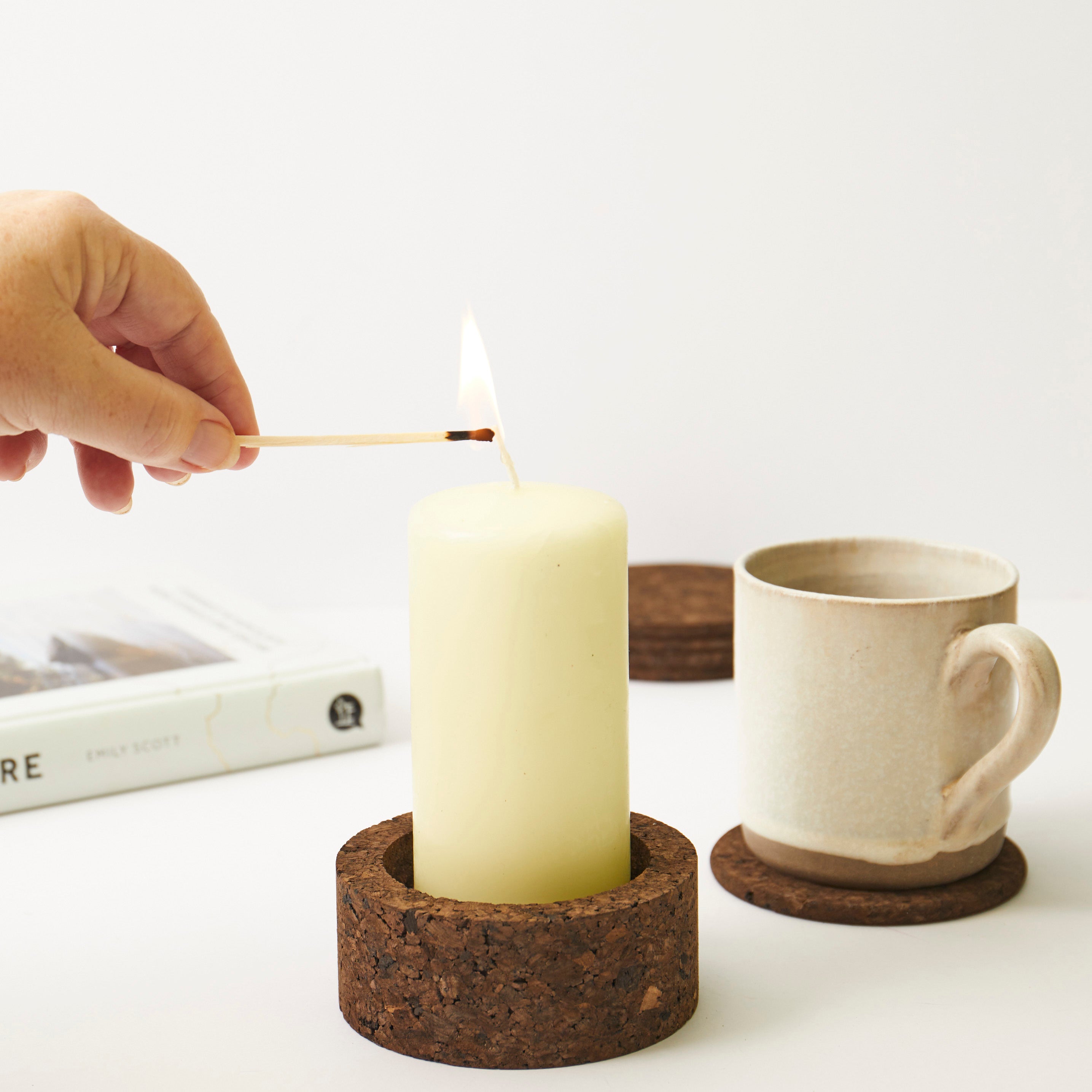 Eco Candle Holder | Smoked Cork