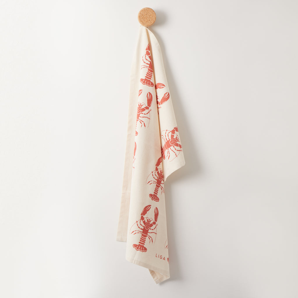 Organic Tea Towels | Lobster Red