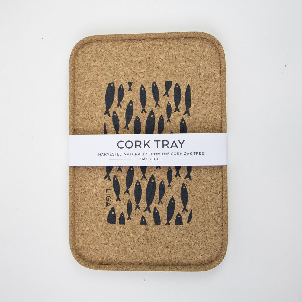Cork Drinks Tray | Grey Fish