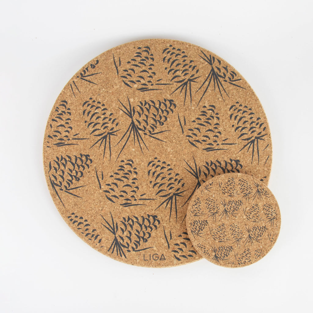 Cork Mats | Pinecones Grey