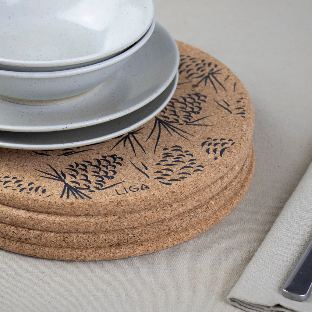 Cork Mats | Pinecones Grey