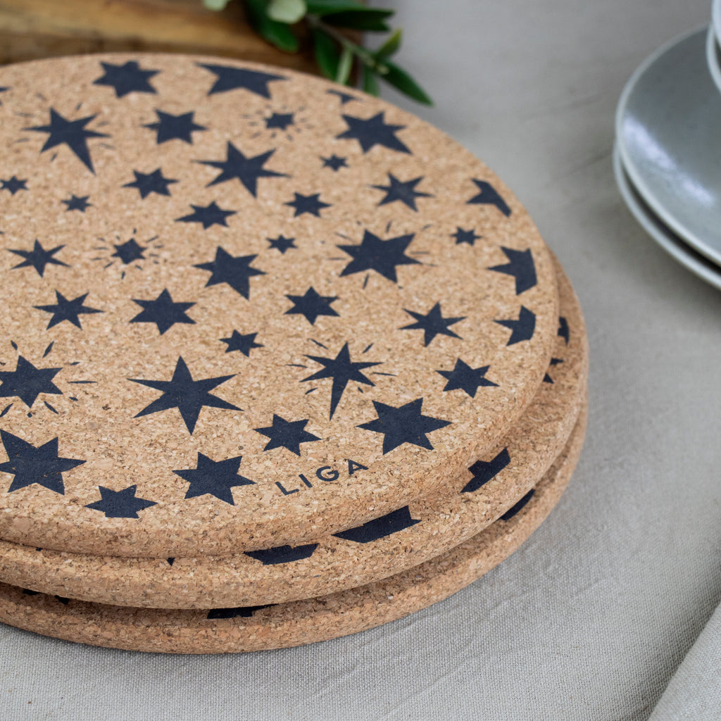 Cork Mats | Grey Stars