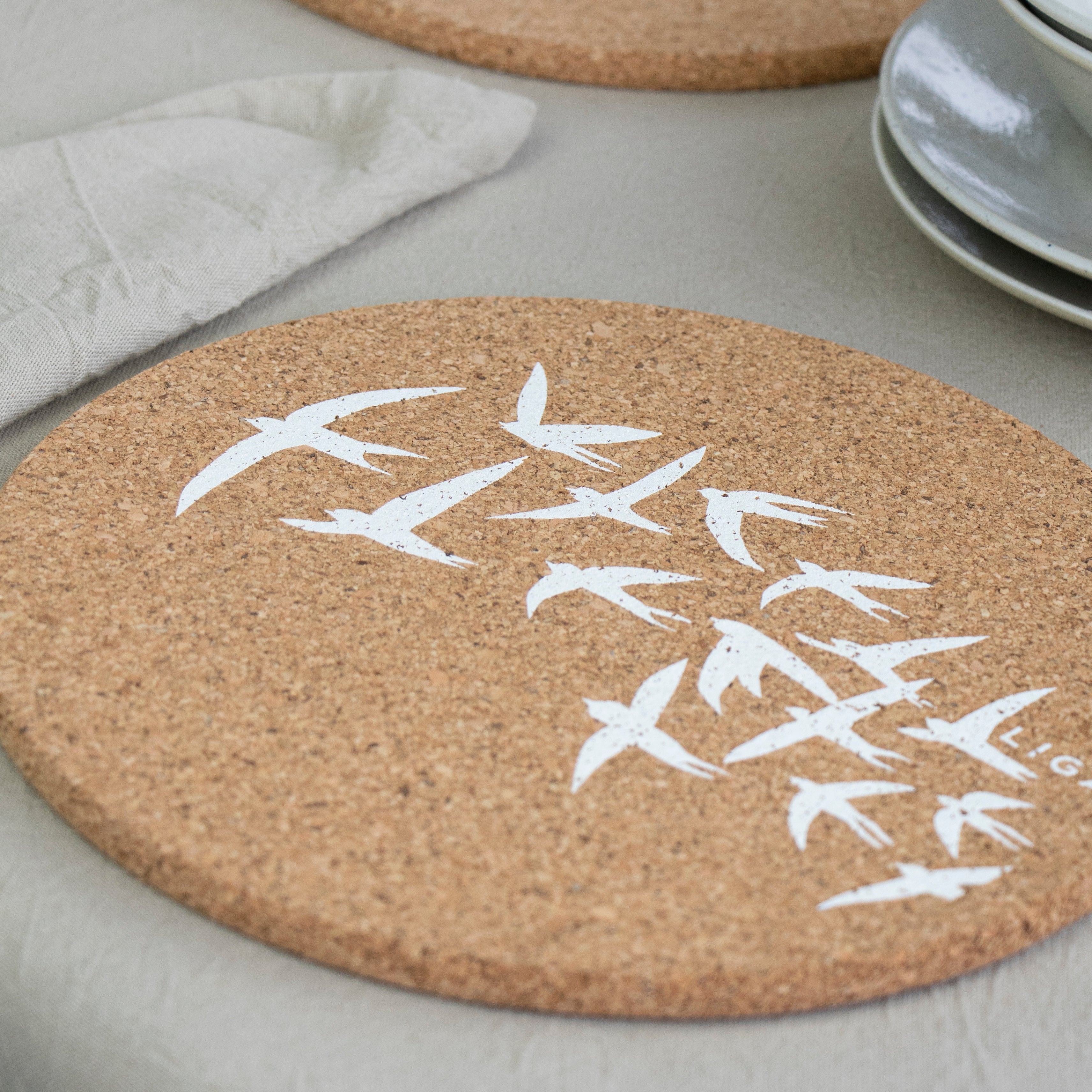 Cork Mats | Swallows White