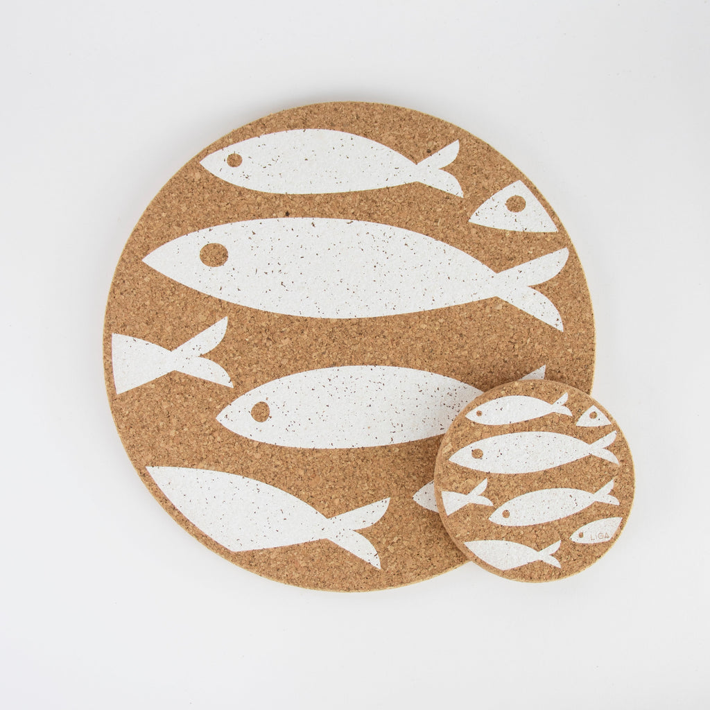 Cork Mats | Fish White